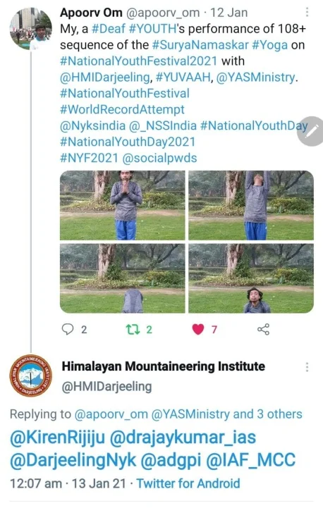 CERTIFICATE OF APPRECIATION AS YOGA SURYA NAMASKAR WORLD RECORD BY HMI DARJELING… — Photograph 2