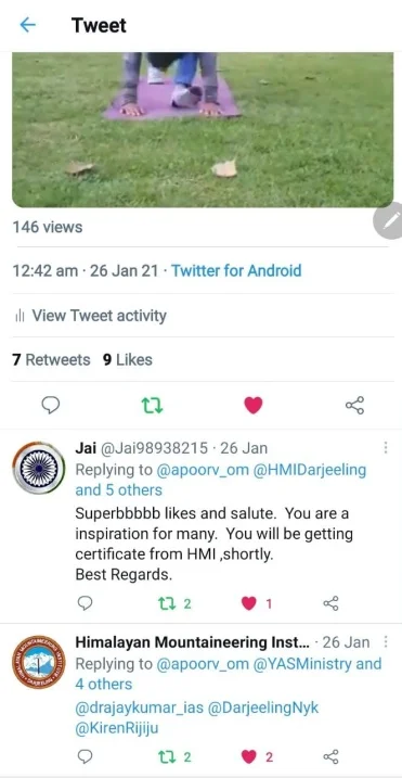 CERTIFICATE OF APPRECIATION AS YOGA SURYA NAMASKAR WORLD RECORD BY HMI DARJELING… — Photograph 4