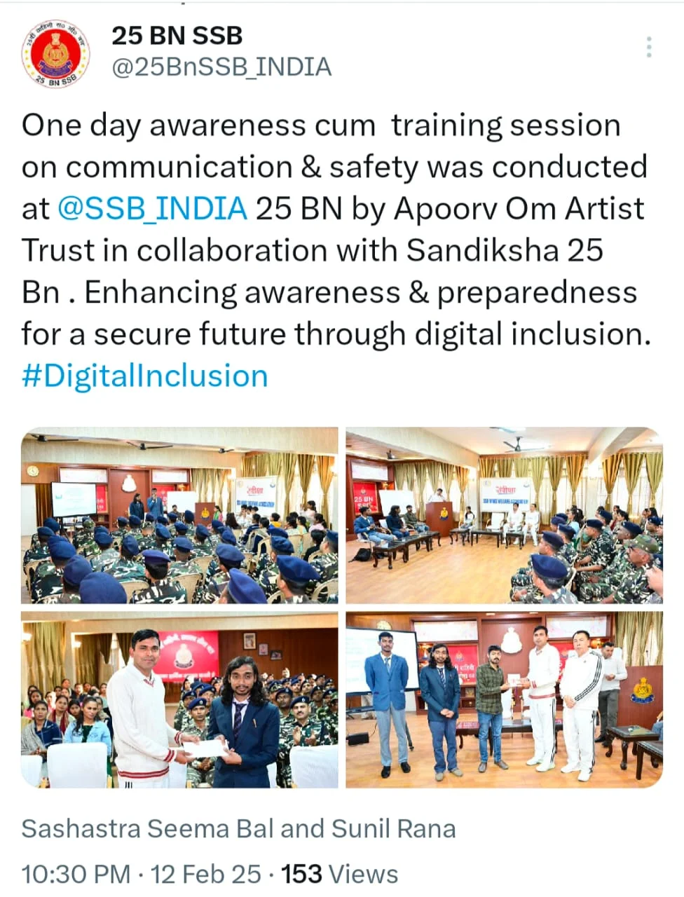 The Director General of the Sashastra Seema Bal, India, agreed to give… — Photograph 3