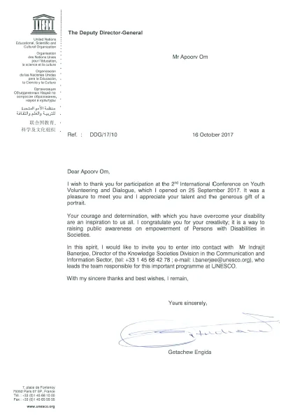 LETTER OF APPRECATION FROM DDG UNESCO & ADG UNESCO — Photograph 2